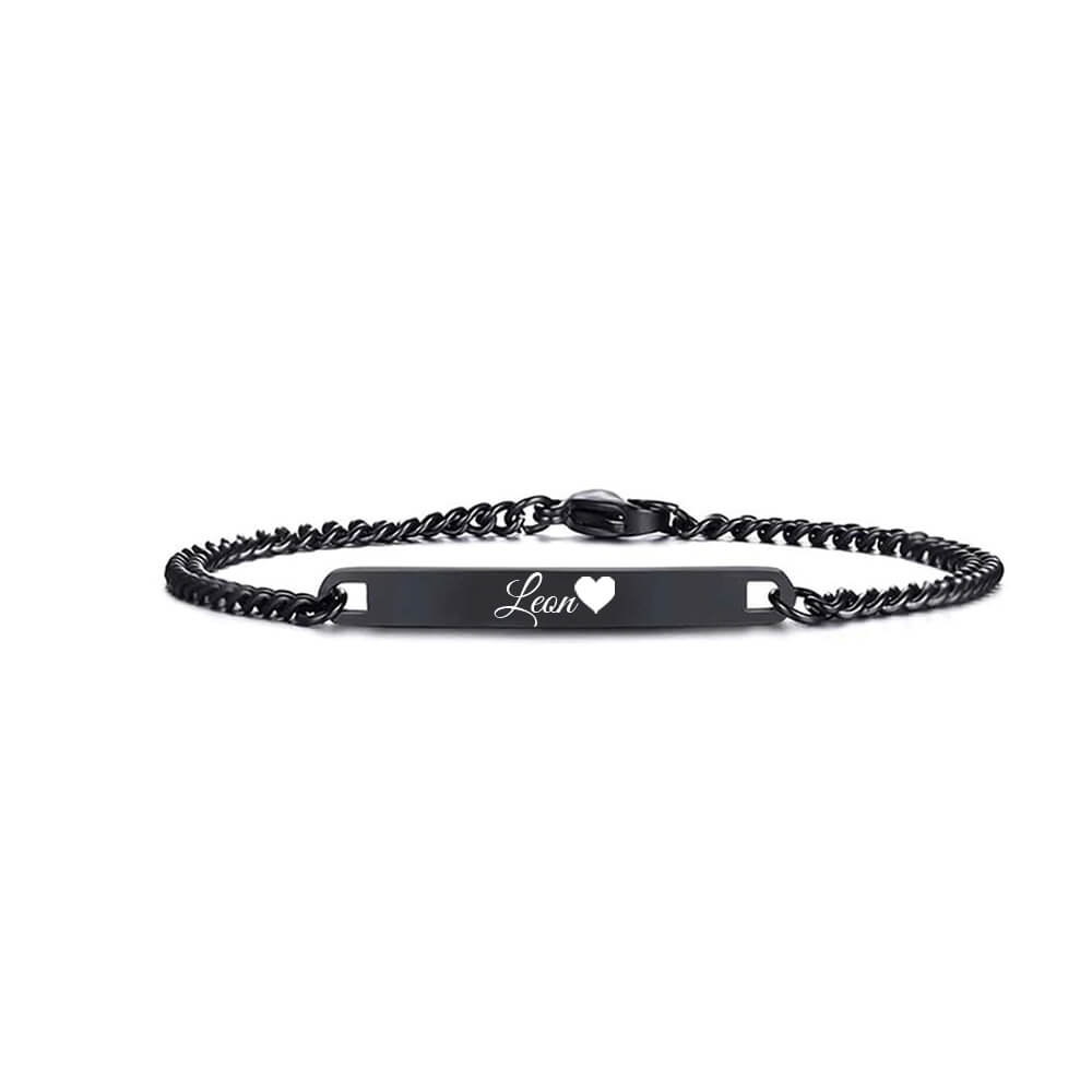 Armband mit Gravur Schmal Schwarz