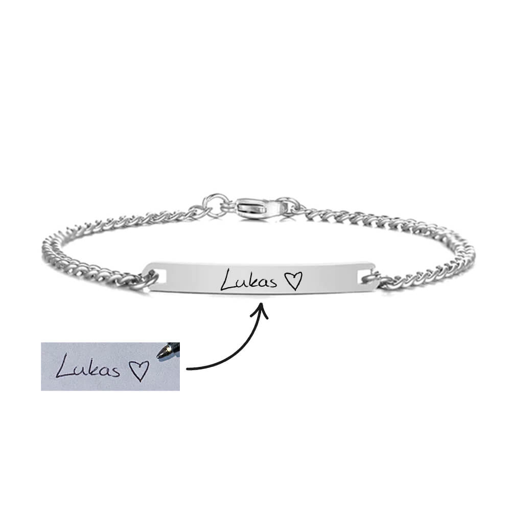 Armband mit Handschrift Schmal Silber