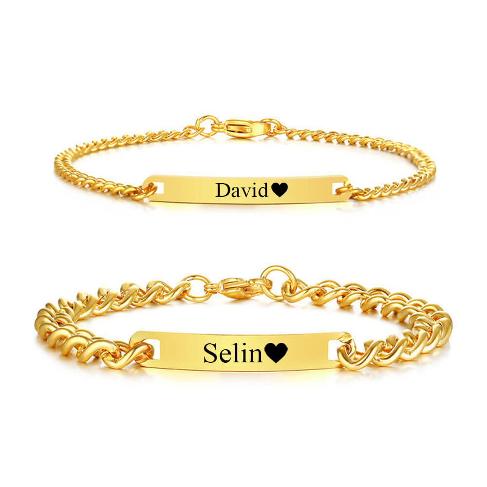Partnerarmbänder mit Gravur in Gold
