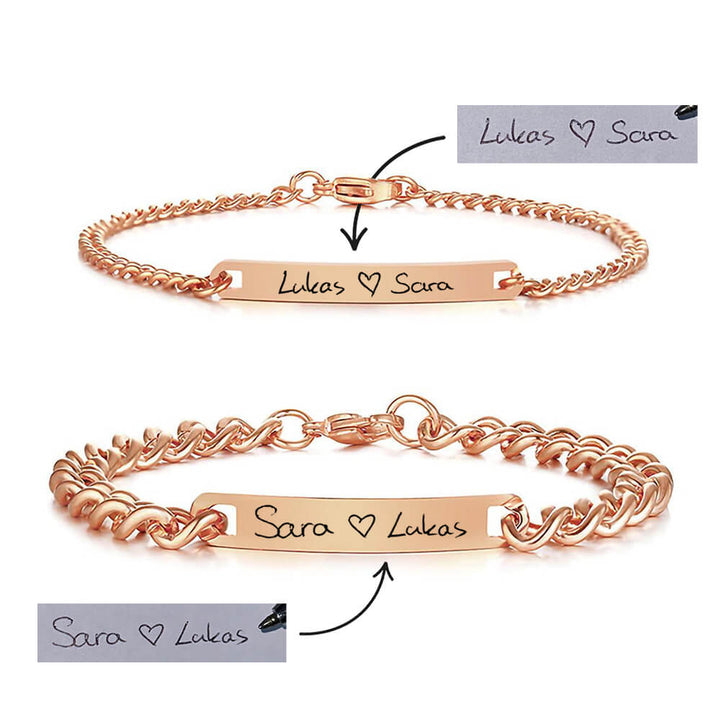 Partnerarmbänder mit Handschrift Rosé Gold