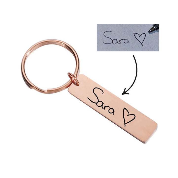 Schlüsselanhänger mit Handschrift Rosé Gold