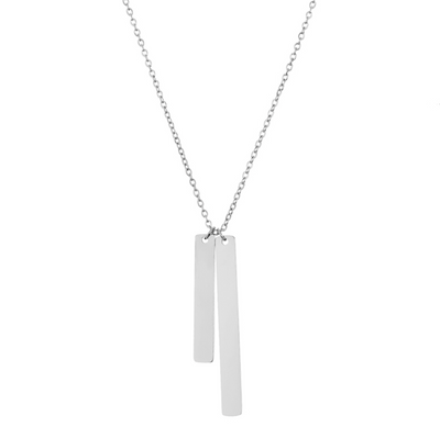 Vertikale Bar Halskette mit Gravur Silber